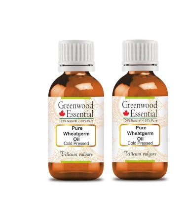 Greenwood essential natural wheat germ oil (triticum vulgarian) natural therapeutic quality cold -pressed (pack of Two) 100ml x 2 (6.76 oz)