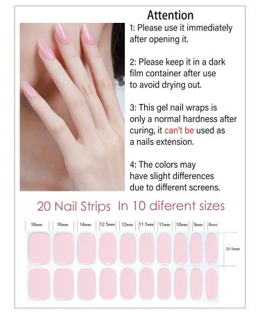 Semi Cured Gel Nail Strips | Jelly Baby Pink - 20pcs Gel Nail Wraps for DIY | UV Nail Stickers A117 - Buy Online on GoSupps.com