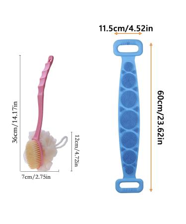 2-Piece Shower Brush Set - Wet & Dry Body Brush for Peeling & Massage - Blue Back Brush for Men & Women - Buy Online on GoSupps.com