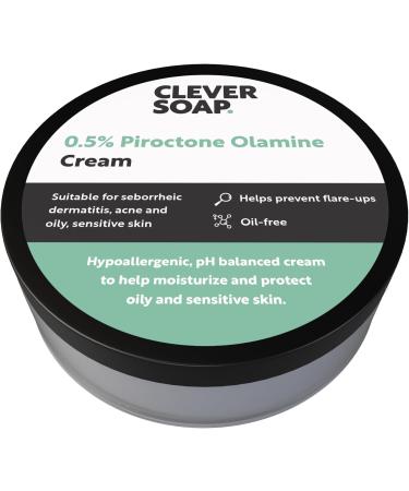 Clever Soap 0.5% Piroctone Olamine Face & Body Cream - Helps Prevent Flare-Ups - Suitable For Seborrheic Dermatitis Psoriasis Acne & Oily Sensitive Skin - Fragrance & Oil Free For Men & Women