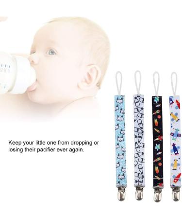Atyhao Baby Pacifier Clips Set - 4 Modern Chain Print Cotton Nipple Holders | Universal Leash for Baby Shower Gifts & Plush Toys - Buy Online on GoSupps.com