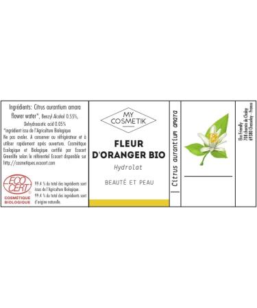 MY COSMETIK - Organic Orange Blossom Hydrosol - Ecocert Certified Organic Cosmetic Floral Water - Made in France - Regenerating lightening and illuminating - 50 ml - Buy Online on GoSupps.com
