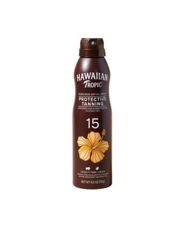 Hawaiian Tropic Dry Oil Tanning Spray Sunscreen SPF 15 With Coconut Oil - 6oz