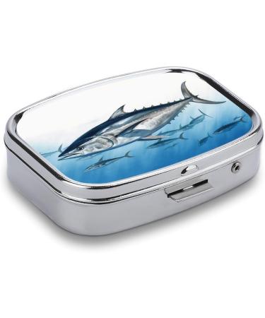 Bluefin Tuna Pill Box 2 Compartment Decorative Metal Pill Organizer for Pocket & Purse Perfect for Travel - Buy Online on GoSupps.com