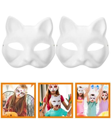 Ciieeo Blank Cat Mask - 2 Pack White Paintable Paper Masks for Party & Masquerade Costumes - International Shipping - Buy Online on GoSupps.com