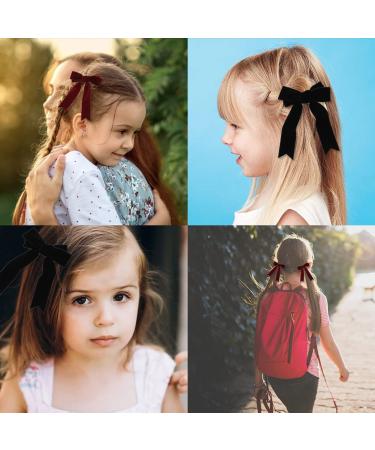 Bowknot Hair Clips - Red & Black Loop Clips | Large 14cm Clips with Satin Tape for Women & Girls - 2 Pieces - Buy Online on GoSupps.com