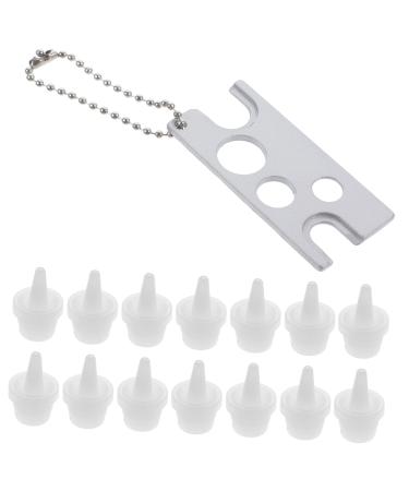 Beatifufu 1 Set Grafting Eyelash Tool Lash Adhesive Remover Lash Glue Rings Glue Bottle Plug Opener Eyelash Glue Tips Essential Oil Opener Glass Roller Bottle Opener Key Metal Rubber Ring