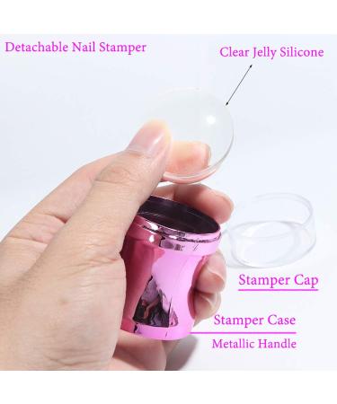 Buy 1 Set Nail Art Stamper & Stencils - Clear Silicone Jelly Tool for Women | 3D Nail Art Supplies - Purple - Buy Online on GoSupps.com