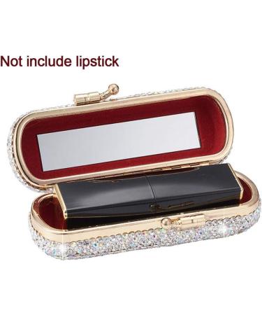 Bling Rhinestone Lipstick Case Holder with Mirror - Shiny Crystal Makeup Organizer for Travel | Stylish Cosmetic Storage for Women - Buy Online on GoSupps.com