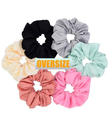 Simnice Oversized Blush Satin Hair Scrunchies - Set of 6 XL Soft Elastic Hair Ties for Girls and Women - Buy Online on GoSupps.com