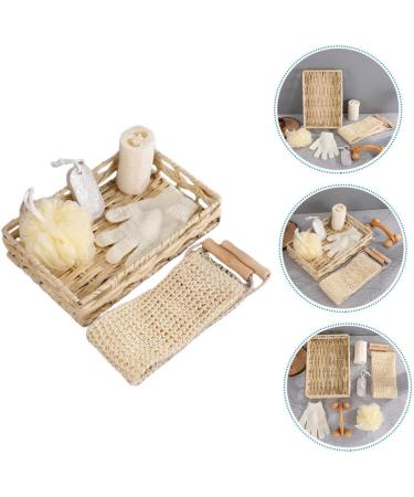 Ensemble Exfoliant Corps et Gommage des Pieds 6 Pi ces Manche en Bois et Corde de Jute Panier Rectangulaire 30x20x6 Cm Outil de Nettoyage Corporel Kit Bain Voyage pour Soin Spa - Buy Online on GoSupps.com