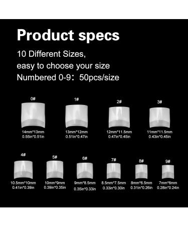 MWoot 500 Pieces Short Fake Nail Tips - French Square Acrylic Half Cover False Nails for DIY Manicure | 10 Sizes for Women - Buy Online on GoSupps.com