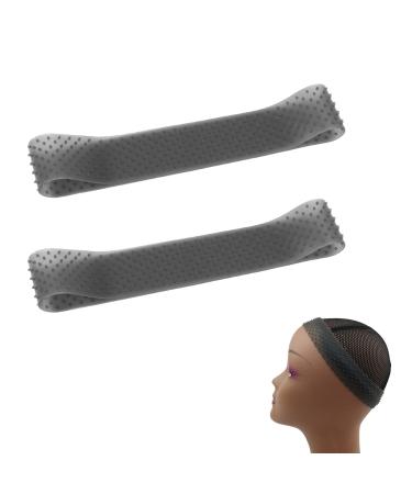 KADBLE 2 PCS Adjustable Silicone Grip Wig Band Silicone Wig Headband Non Slip Wig Bands Seamless Wig Band for Men Women Sports Yoga (Black)