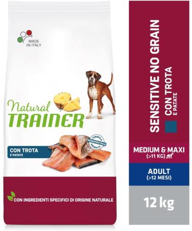 Trainer Natural Adult Dog Sensitive NO Grain Medium/Maxi Trout up Takis 12 kg - Buy Online on GoSupps.com