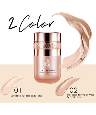 Coussin papillon BB cr me coussin d'air CC cr me BB cr me correcteur hydratant base de maquillage lumineuse longue dur e avec ponge de maquillage papillon (2 couleurs) - Buy Online on GoSupps.com