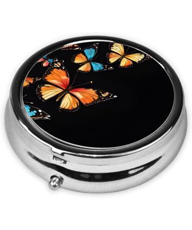 Pretty Butterfly Printed Mini Pill Box - 3 Compartment Portable Organizer for Travel Home & Office - Buy Online on GoSupps.com