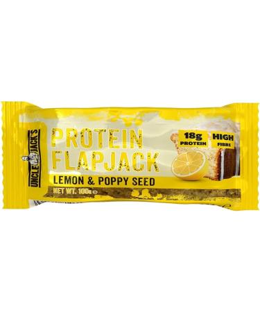 Uncle Jack's Protein Flapjacks - 16 x 100g - 18g Protein - High Protein High Fibre - Vegetarian - Lemon & Poppy Seed Flavor - Buy Online on GoSupps.com