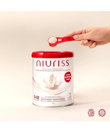NIURISS Infant Formula - Made in Canada - Special Launch Price Until December 12th - Complete Nutrition* with OPO Lipids GOS fiber and Canadian milk (No Hormones and No Antibiotics) - 0-12 months 700g - Buy Online on GoSupps.com