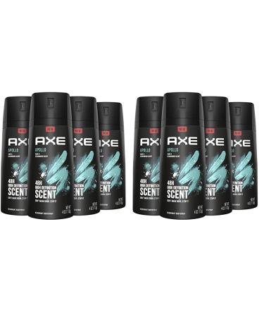 AXE Apollo Body Spray Deodorant for Long-Lasting Odor Protection Sage & Cedarwood Deodorant for Men Formulated Without Aluminum 4 Ounce (Pack of 8)