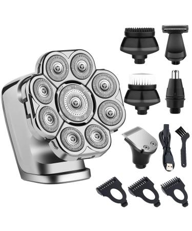 Head Shaver for Men 6 in 1 9D Head Shavers for Men Cordless Rechargeable LED Mens Head Razors for Bald Ipx 7 Waterproof