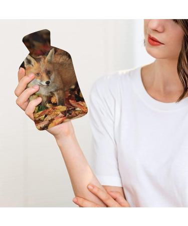 Fox Leaf Hot Water Bottle with Plush Cover - Cozy Bed Warmer for Adults & Children | 26.5x15.3cm - Buy Online on GoSupps.com