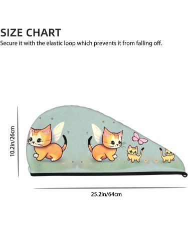 Super Absorbent Kitten Butterfly Dry Hair Cap for Girls Quick Dry Elastic Wrap for Long Thick Hair - Buy Online on GoSupps.com