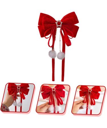 MAGICLULU 1pc Hair Accessories Girl Hair Clips Satin Hairpin Barrettes for Hair Christmas Bow Hairpin Satin Hair Clips Bowknot Hair Clips Tiara Bow Tie Ribbon Red Flocking Child - Buy Online on GoSupps.com