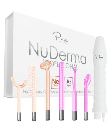 NuDerma Professional Skin Therapy Wand - Portable High Frequency Skin Therapy Machine with 6 Neon & Argon Wands  Boost Your Skin  Clear Firm & Tighten