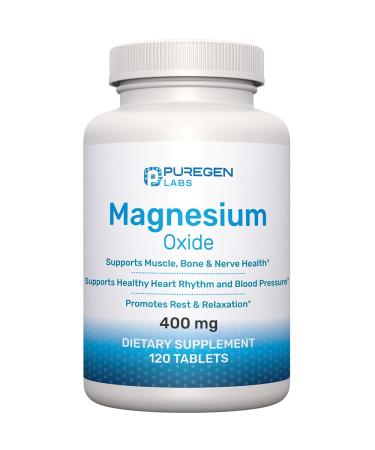 Magnesium 400mg High Potency Supplement  Magnesium Oxide for Immune Support, Muscle Recovery, Leg Cramps, Relaxation - 120 Tablets