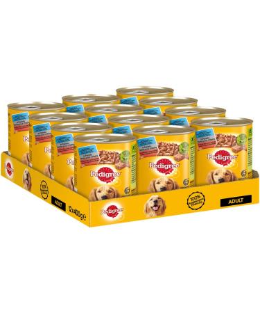 Pedigree dog food wet food with 3 varieties: beef lamb and chicken in pate 12 cans (12 x 400g) 400 g (12 pack) 3 varieties: beef lamb and chicken in patte