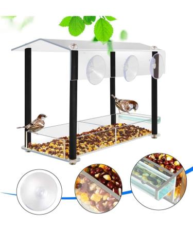 FGXY Window Bird Feeder, Birds House Balcony for Outdoor with Strong Suction Cups Drinking Water Sink Bird Watching Clear Bird Feeder for Window for Wild Bird Small Bird - Buy Online on GoSupps.com