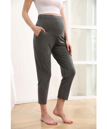ZUMIY Maternity Lounge Pants - Over The Belly Stretchy Activewear Sweatpants XXL Grey - Buy Online on GoSupps.com