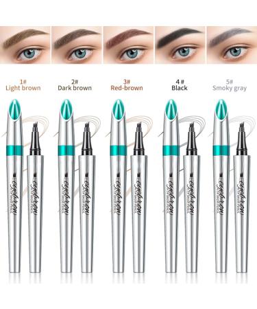 Long-Lasting Waterproof Microblading Eyebrow Pencil - 4 Tip Eyebrow Pen in Smoke Gray | Natural Makeup - Buy Online on GoSupps.com