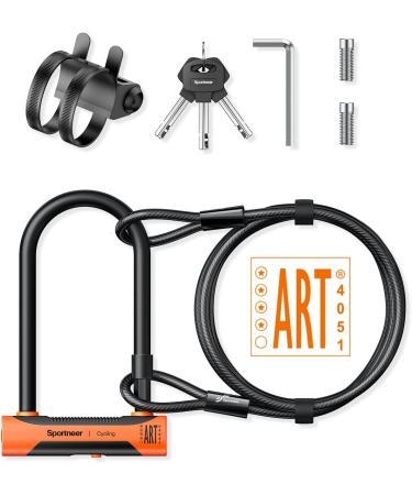 Sportne High-Safety Bicycle Lock - 18mm Anti-Theft Iron Lock with Key & 12mm x 1.8m Steel Cable | Certified Security for Ebikes - Buy Online on GoSupps.com