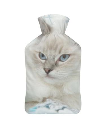 Snow Cat Hot Water Bottle With Cover Plush Bed Bottle Hand Warmer For Adults And Children 26.5X15.3cm