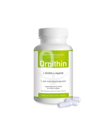 Wellnest L-Ornithin-L-Aspartate capsules (100% vegetable quality) 400 mg per capsule 120 capsules With sleep problems Vegan gluten-free lactose-free