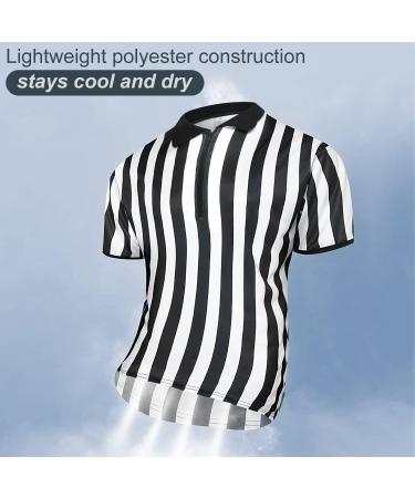 Yuehuamech Men's Umpire Jersey - Black & White Striped Referee Shirt with Zipper for Basketball & Football - Size L (60-65kg) - Buy Online on GoSupps.com