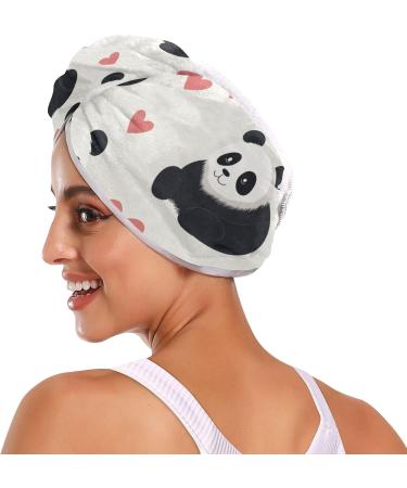 Panda Pink Hearts Hair Towel 2 Pack | Super Absorbent Quick Dry Hair Turbans for Women & Girls - Buy Online on GoSupps.com