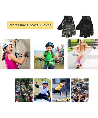 Integkoos Children's Racing Bike Gloves - Half-Finger MTB & Roller Skate Anti-Slip Training Gloves for Young Girls - Short Sports Gloves for Riding Fishing Golf - Black - Buy Online on GoSupps.com
