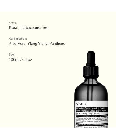 Aesop Lightweight Facial Hydrating Serum 100mL/3.4 oz - Anti Aging & Hydrating for All Skin Types | Paraben-Free, Cruelty-Free & Vegan - Buy Online on GoSupps.com