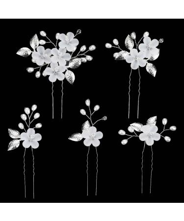 Bridal Hair Accessories Wedding Hair Accessories For Women Bridal Hair Pins Bridesmaid Hair Accessories Flower Bridal Hair Clips U-Shaped Wedding Hair Clips For Women Girls(Silver) - Buy Online on GoSupps.com