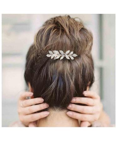 YHEAKNE BOHO LATTING HAIR CAMIL WEDPORT Headgear Bride side comb metal twig hair part Wedding hair accessories for bride and and bridesmaids (silver)