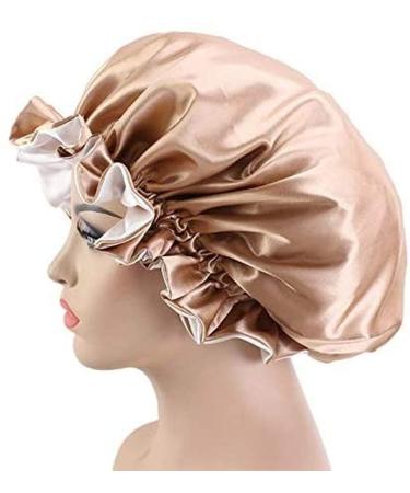 Parent-Kid Satin Bonnet Set - Double Layer Reversible Sleep Cap in Khaki - Buy Online on GoSupps.com