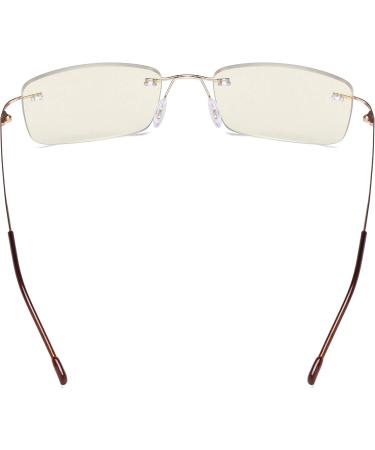 Eyekepper Rimless Progressive Multifocus Blue Light Filter Reading Glasses +3.00 for Men & Women - Stylish Gold Design - Buy Online on GoSupps.com