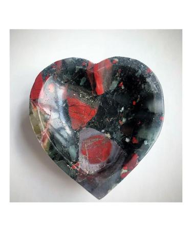 Room Decoration Balance Natural Blood Stone Crystal Bowl Carved Heart Rough Stone Ashtray Gemstone Moon Dish Home Decor Lucky Stone Raw Stones and Minerals PEIQIYIN