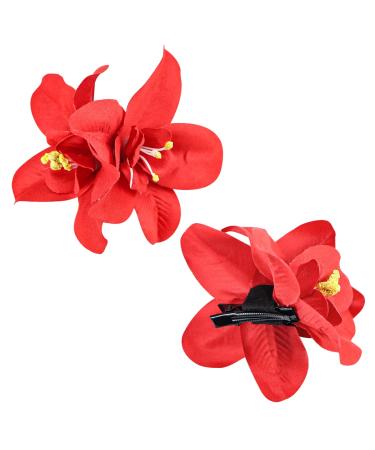 FERCAISH Bohemian Flower Hairpin - Tropical Floral Clip for Seaside Holiday - Bridal Hair Accessories - 5 Colors Hibiscus and Orchid Hairpin for Women and Girls - Buy Online on GoSupps.com