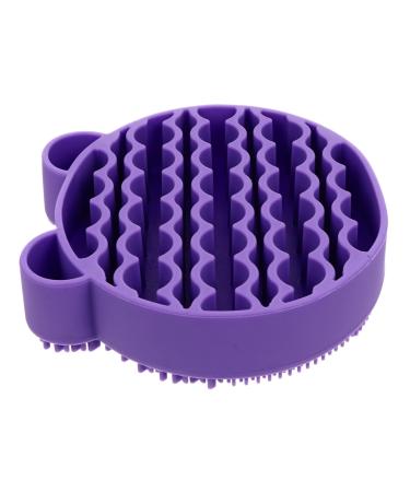 2 1 Makeup Brush Cleaning Pad Brush Storage Holder 2 in 1 Brush Cleaner Pad Silicone Makeup Brush Cleaner Mat 2 in 1 Brush Cleaning Mat Brush Cleaning Pad with Holder 11X10cm Purple