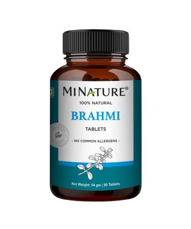 Brahmi Tablets - 90 Tablets 1000 mg |45 Days Supply | by mi Nature | 100% Natural Brahmi Tablets | Vegan | Bacopa Monnieri | from India