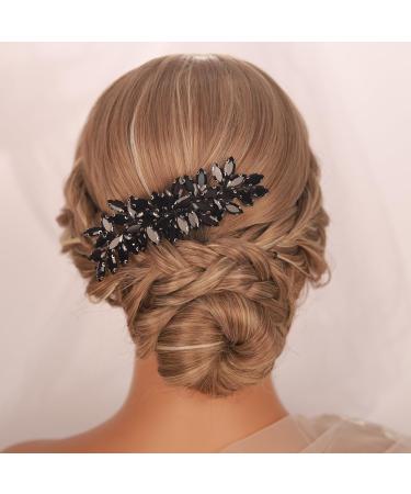 Kercisbeauty Wedding Bridal Black Rhinestones Hair Comb | Handmade Side Hair Jewelry for Prom Party & Halloween - Buy Online on GoSupps.com