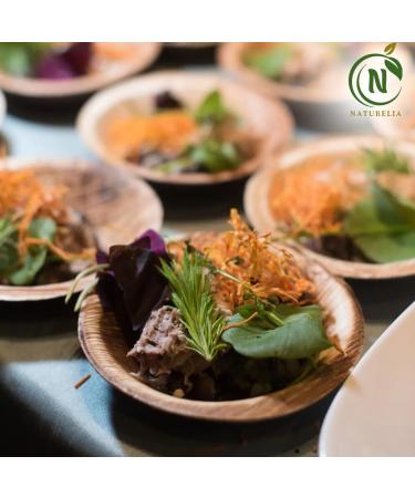 Naturelia 6-Inch Round Palm Leaf Disposable Bowls- Faux Wood Style Dinnerware Soup and Salad Bowl Set Eco-Friendly Biodegradable and Microwave-Safe Palm Leaf Bowls for All Occasions - Buy Online on GoSupps.com